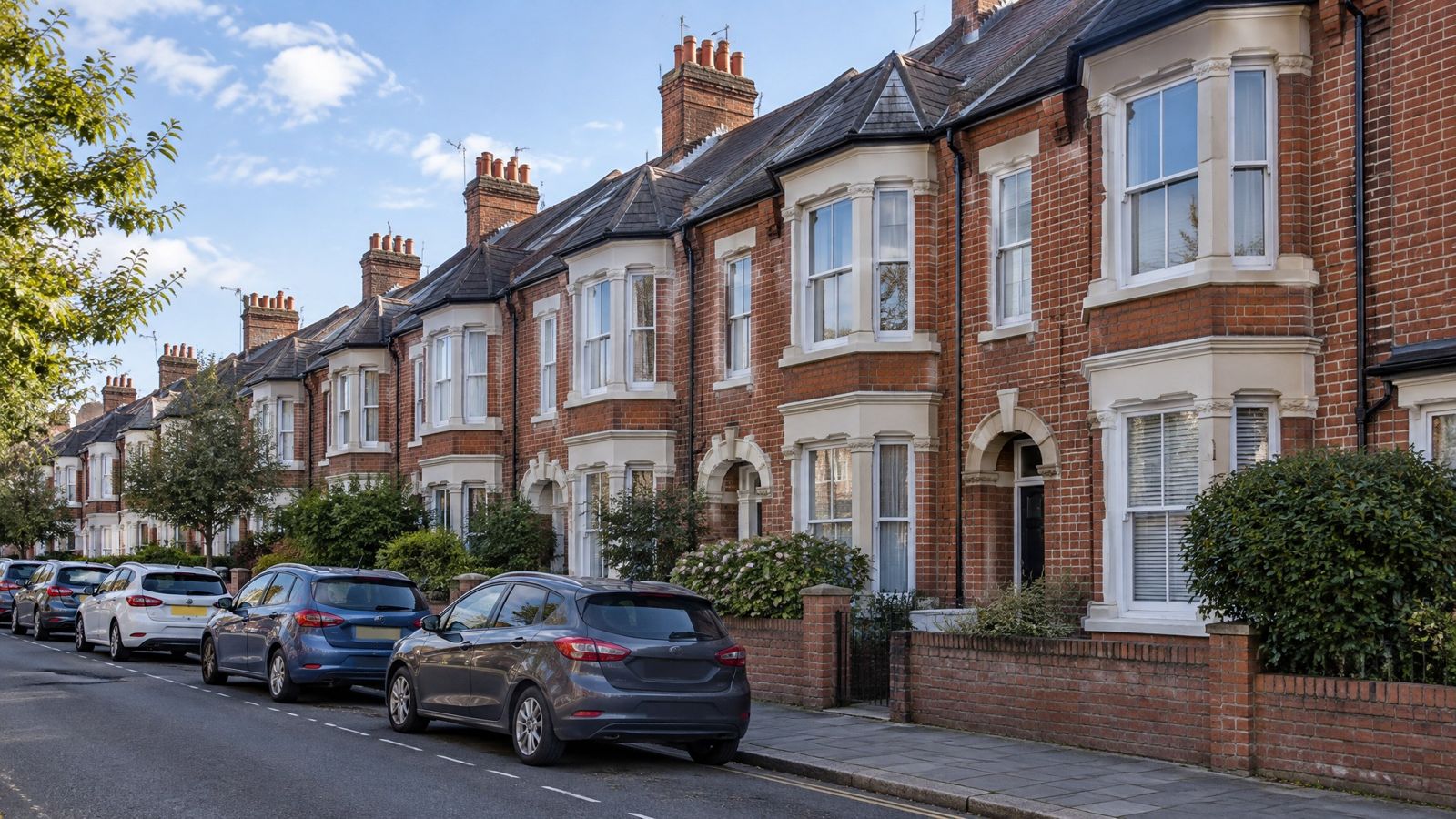 Row of Victorian terraced houses in Southampton with clean guttering and rooflines